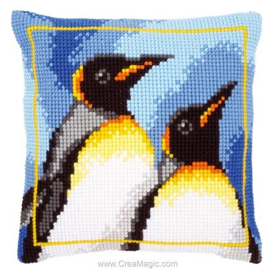 Kit coussin Vervaco portrait de pingouins au point de croix