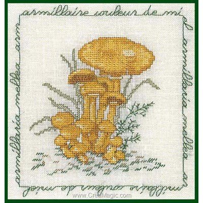 Kit tableau point de croix champignon - armillaire couleur de miel - Le Bonheur Des Dames
