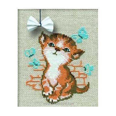 Kit Point De Croix Riolis - Chat Avec Téléphone, Modèle à Compter