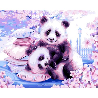 Peinture par numéro - Japanese Pandas - Wizardi