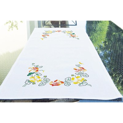 Chemin de table liserons d'agrumes en broderie traditionnelle de Brodélia BDL-609-8807