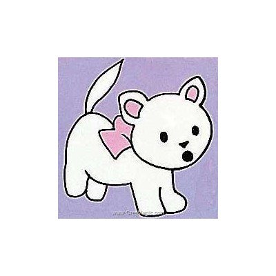Kit canevas Margot pour enfants chat blanc au noeud rose