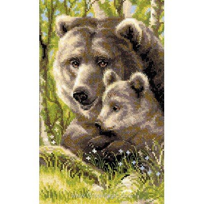 Broderie au point compté RIOLIS ours et son ourson