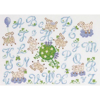 Point de croix à broder abécédaire petits moutons - DMC