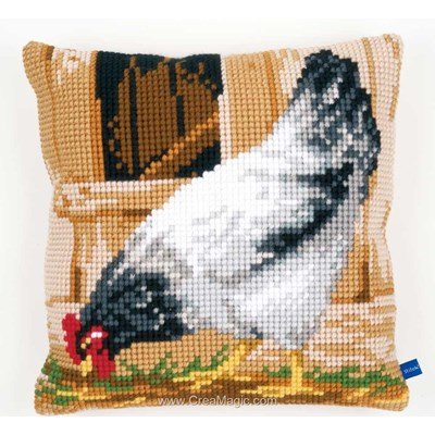 Coussin au point de croix poule grise - Vervaco