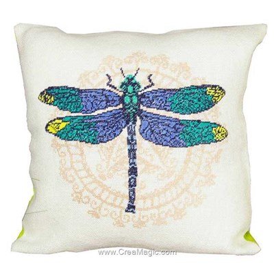 Coussin Anette Eriksson en broderie au point de croix dragonfly