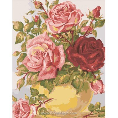 Canevas roses dans un vase jaune de Collection d'art