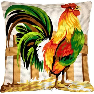 Kit coussin Margot au demi point coq coloré