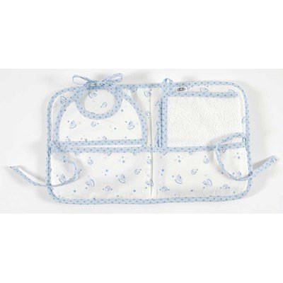 Dmc pochette cadeau : bavoir naissance + serviette inclus baby star -bleu à broder