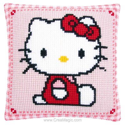 Coussin Vervaco au point de croix hello kitty assise