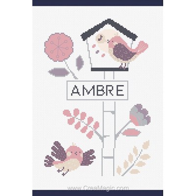 Kit protège carnet de santé naissance les petits oiseaux rose à broder Princesse