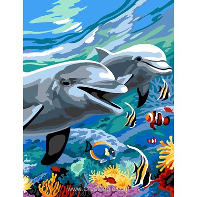 Jeux de fond pour dauphins canevas - Margot