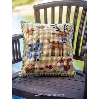 Kit Point De Croix « Animaux De La Forêt » – Broderie DIY Personnalisée Naissance – Tissu 25x26 Cm – Complet Avec Fils - 3