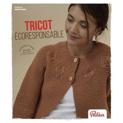 Livre Tricot ecoresponsable - 20 modeles femme en laine recyclee et ecolo - Librairie Créative
