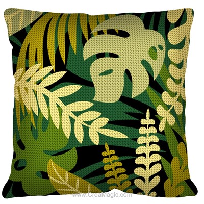 Kit coussin SEG feuillages des tropiques verts au demi point