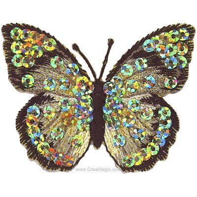 Ecusson motif thermocollant papillon brillant de MLWD