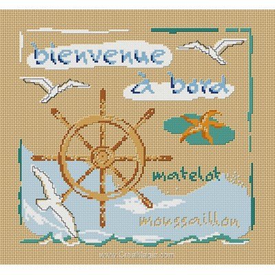 Kit au point croix compté bienvenue à bord matelot - Un Point Pour Toi