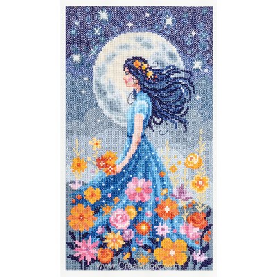 Broderie Personnages - Kit à broder Fille avec la lune - Vervaco
