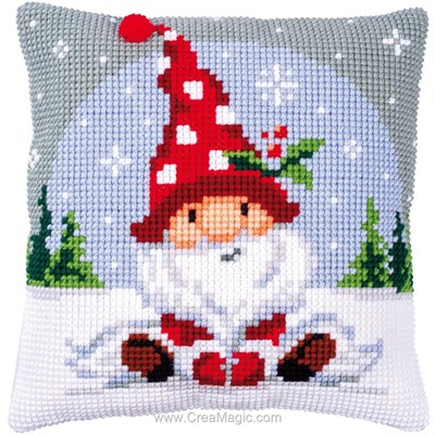 Kit coussin Vervaco gnome noël dans la neige au point de croix