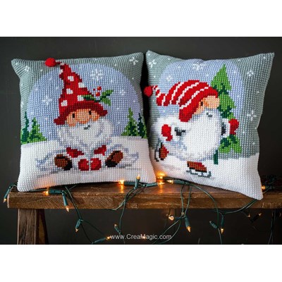 Kit Point De Croix Vervaco - Coussin Cheval Sous La Neige - 40x40 Cm - Broderie Adulte DIY
