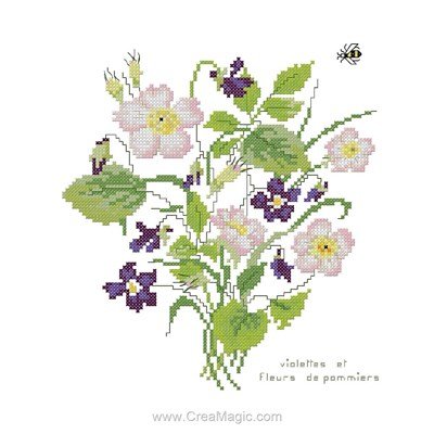 Violettes et fleurs de pompier point de croix compté - Aux 4 Points Du Monde