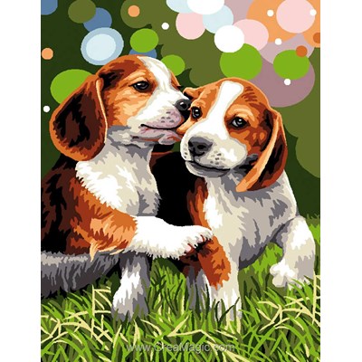 Canevas Chiens - Câlin de chiens - Mimo Verde