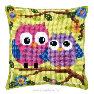 Kit coussin Vervaco chouette et hibou au point de croix