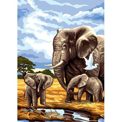 3 éléphants en afrique canevas chez Rafael Angelot