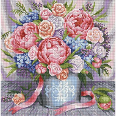 Kit broderie diamant Diamond Painting pink flowers