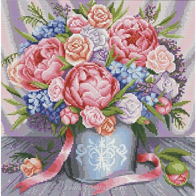 Kit broderie diamant Diamond Painting pink flowers