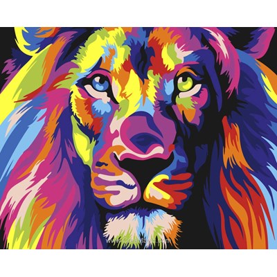 Peinture par numéro - Rainbow Lion - Wizardi