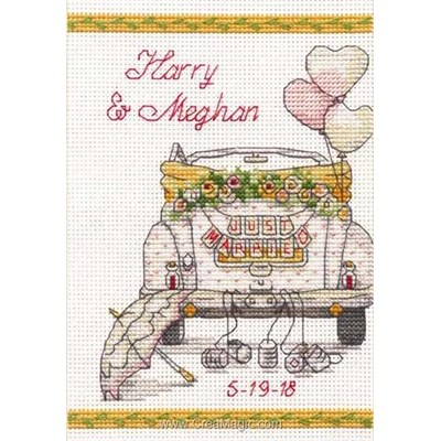 Tableau broderie point de croix Dimensions 2 cv - jour de mariage