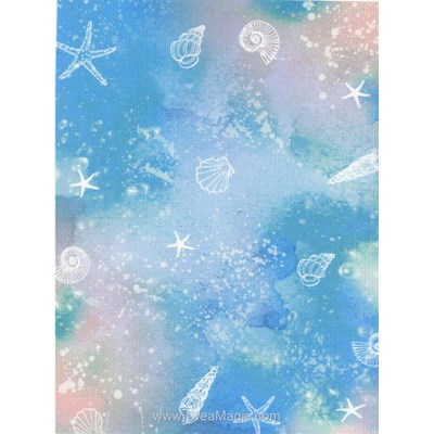Toile aïda impression - Toile à broder aida 7.0 pts Coquillages et étoiles de mer  - 21x30 cm - MP Studia