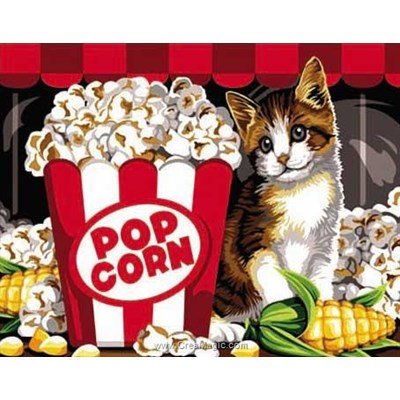 Le pop corn et le chat canevas - SEG