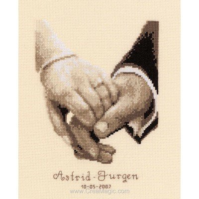 Tableau de mariage main dans la main pour toujours kit à broder point de croix - Vervaco