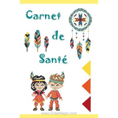 Kit protège carnet de santé bébé nos petits indiens à broder de Princesse