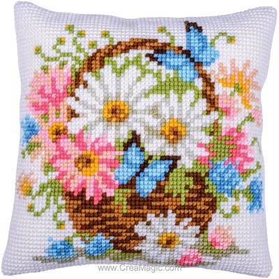Coussin point de croix Panier à fleur - Vervaco