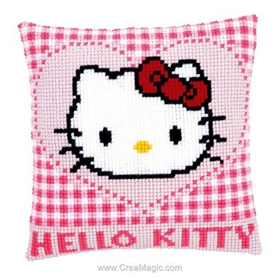 Kit coussin point de croix Vervaco hello kitty coeur