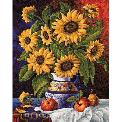 Broderie diamant bouquet de tournesols - Collection d'art