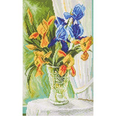 Kit broderie aida imprimée irises - iris - Collection d'art