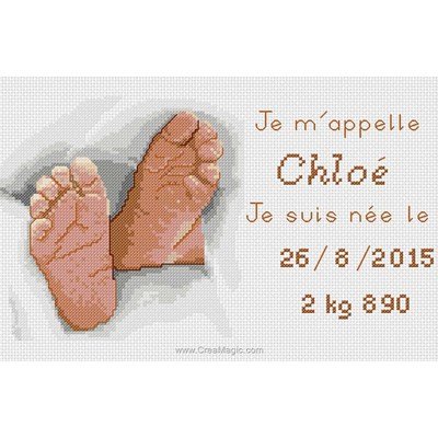 Broderie baby naissance pieds dans la couverture - Mimo Verde