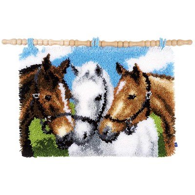 Tapis point noué Vervaco trio de chevaux amis