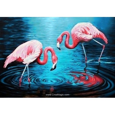 Broderie diamant flamingos on the lake - Collection d'art