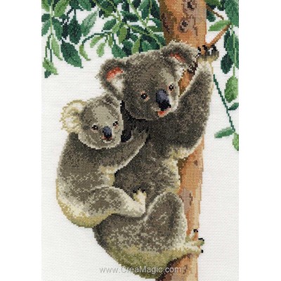 Bébé koala sur le dos de sa maman point de croix compté - Vervaco