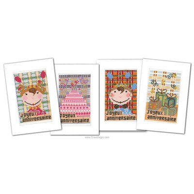 Kit carte Marie Coeur à broder lot de 4 anniversaire