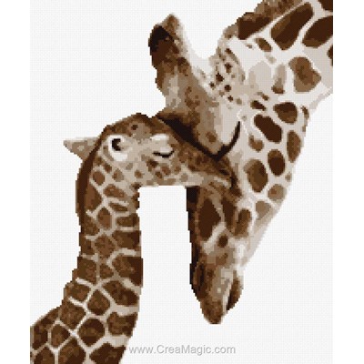 Kit Marie Coeur à broder girafe et girafon
