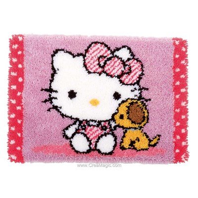 Tapis point noué hello kitty avec un chien de Vervaco