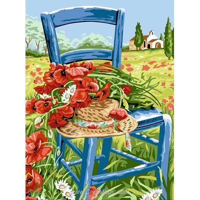 Canevas Margot la chaise aux coquelicots