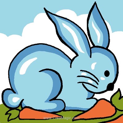 Kit canevas enfant lapin bleu gourmand de Luc Création