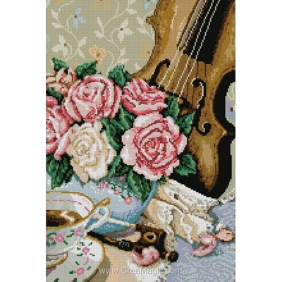 Kit broderie diamant violon et roses de Diamond Painting